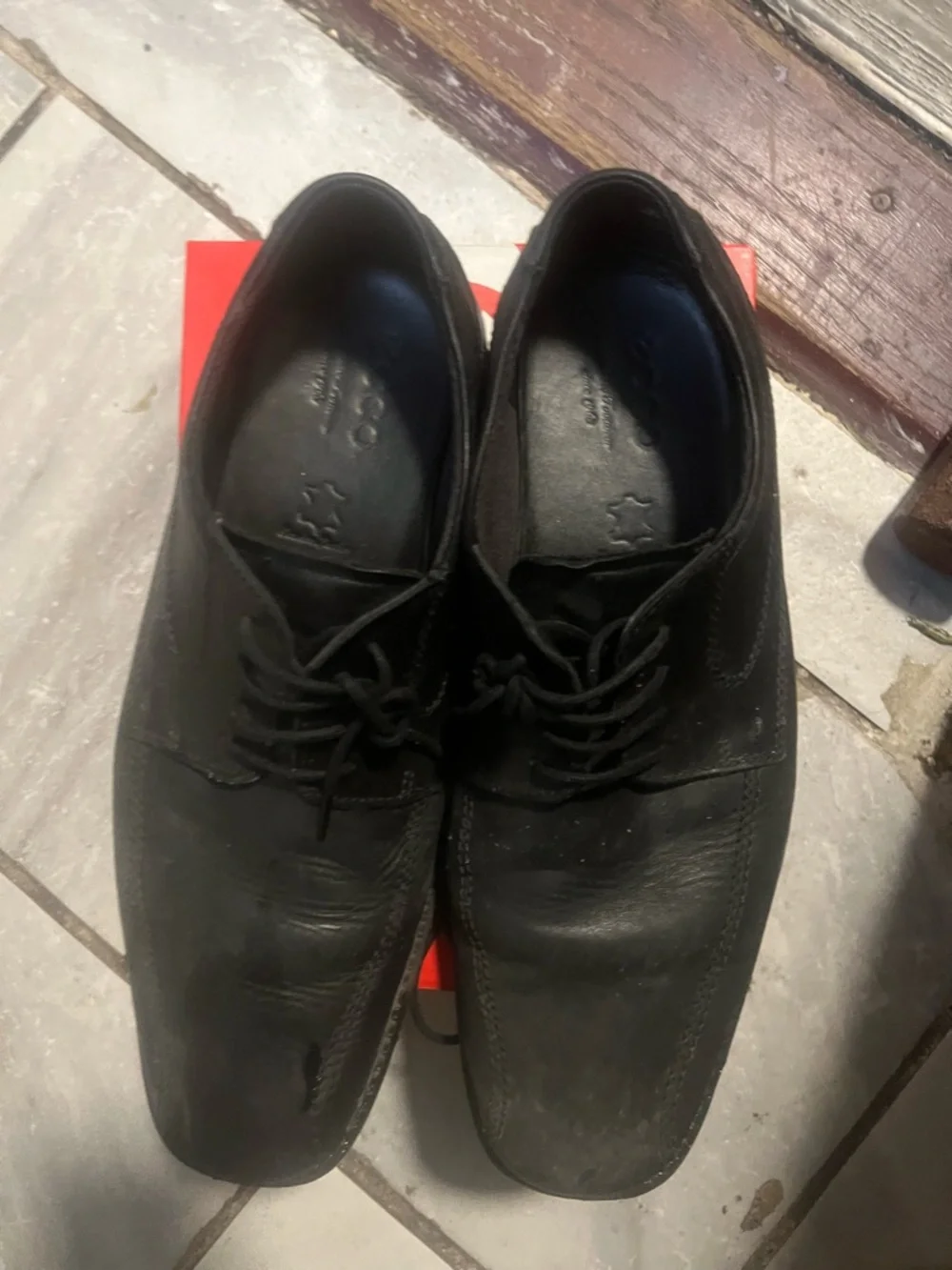 Ecco Men's Black Leather Lace-Up Oxfords